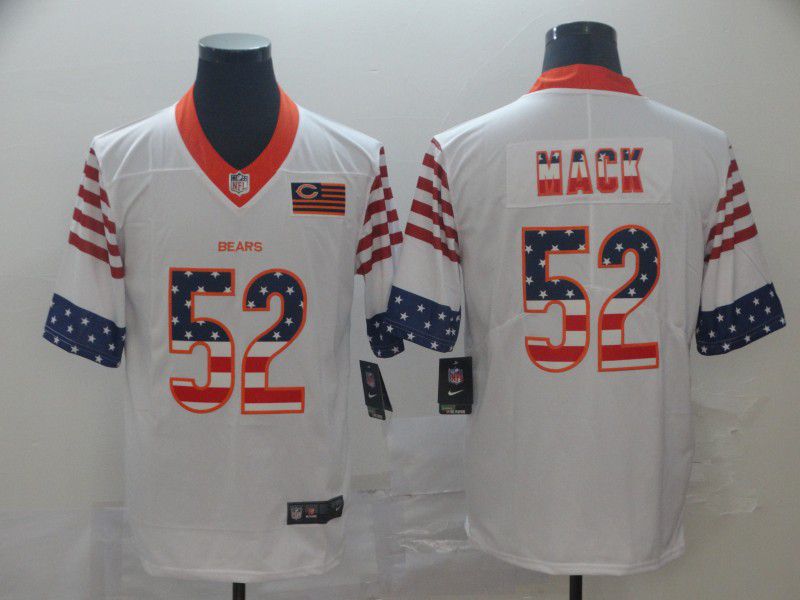Men Chicago Bears #52 Mack White Retro USA Flag Nike NFL Jerseys->oakland raiders->NFL Jersey